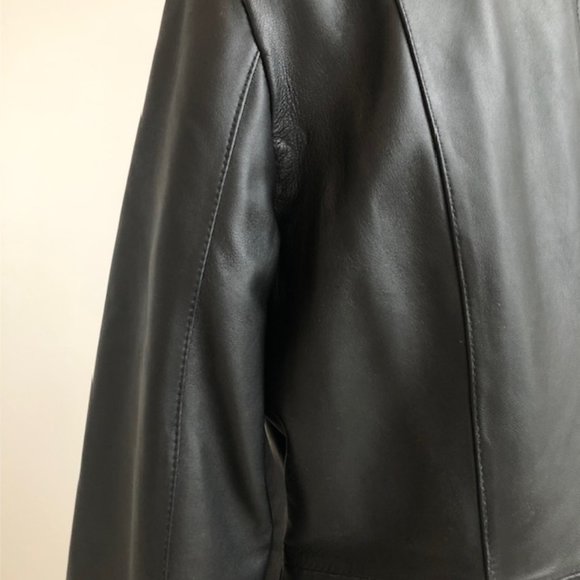 Black DANIER Leather Mid-Length Button-Front Coat / Jacket with Liner Vest XS - Picture 16 of 16